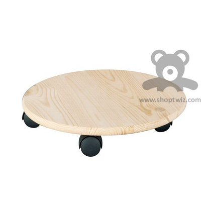 ShopTwiz Wooden Circle Rolling Plant Stand