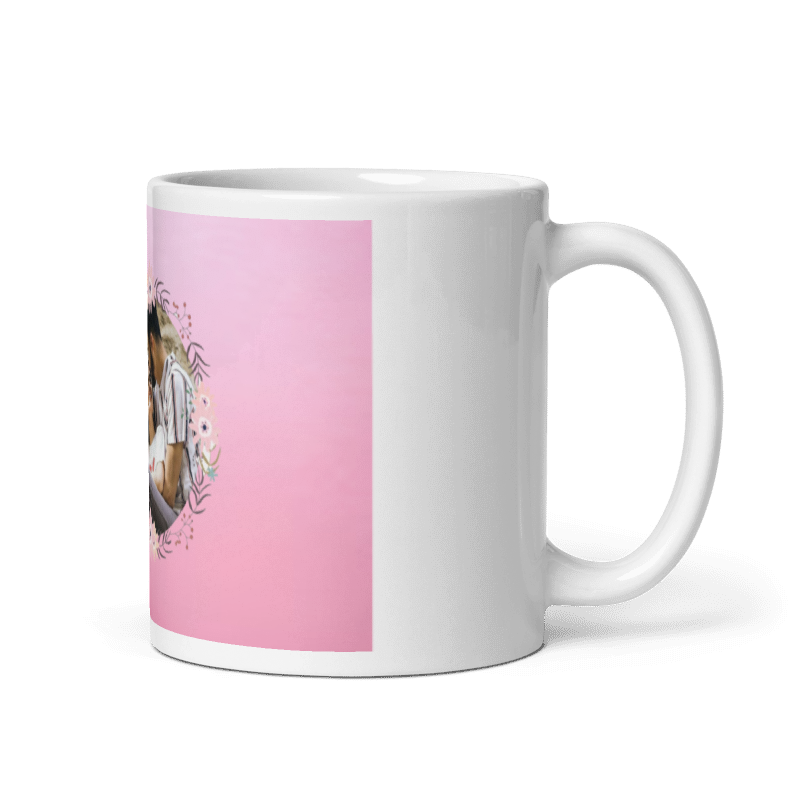 Customized Coffee Mug - Add Your Own Photo - Floral Pattern