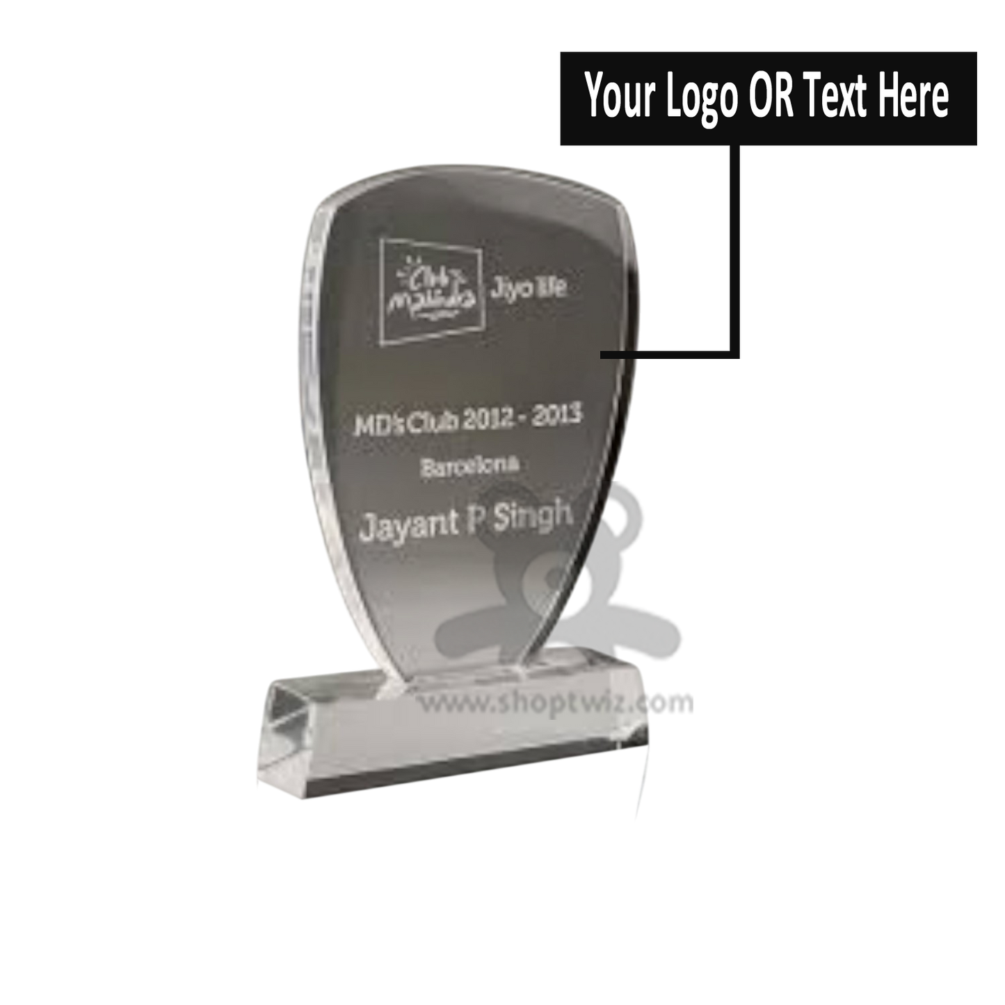 ShopTwiz Customized Acrylic Momento – Personalized Logo & Name Corporate Gift