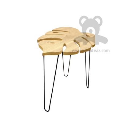 ShopTwiz Wooden Monstera Leaf Table Stand