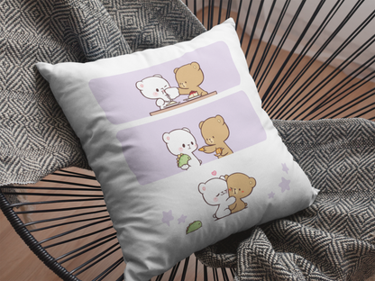 Mocha Bear Printed Cushion