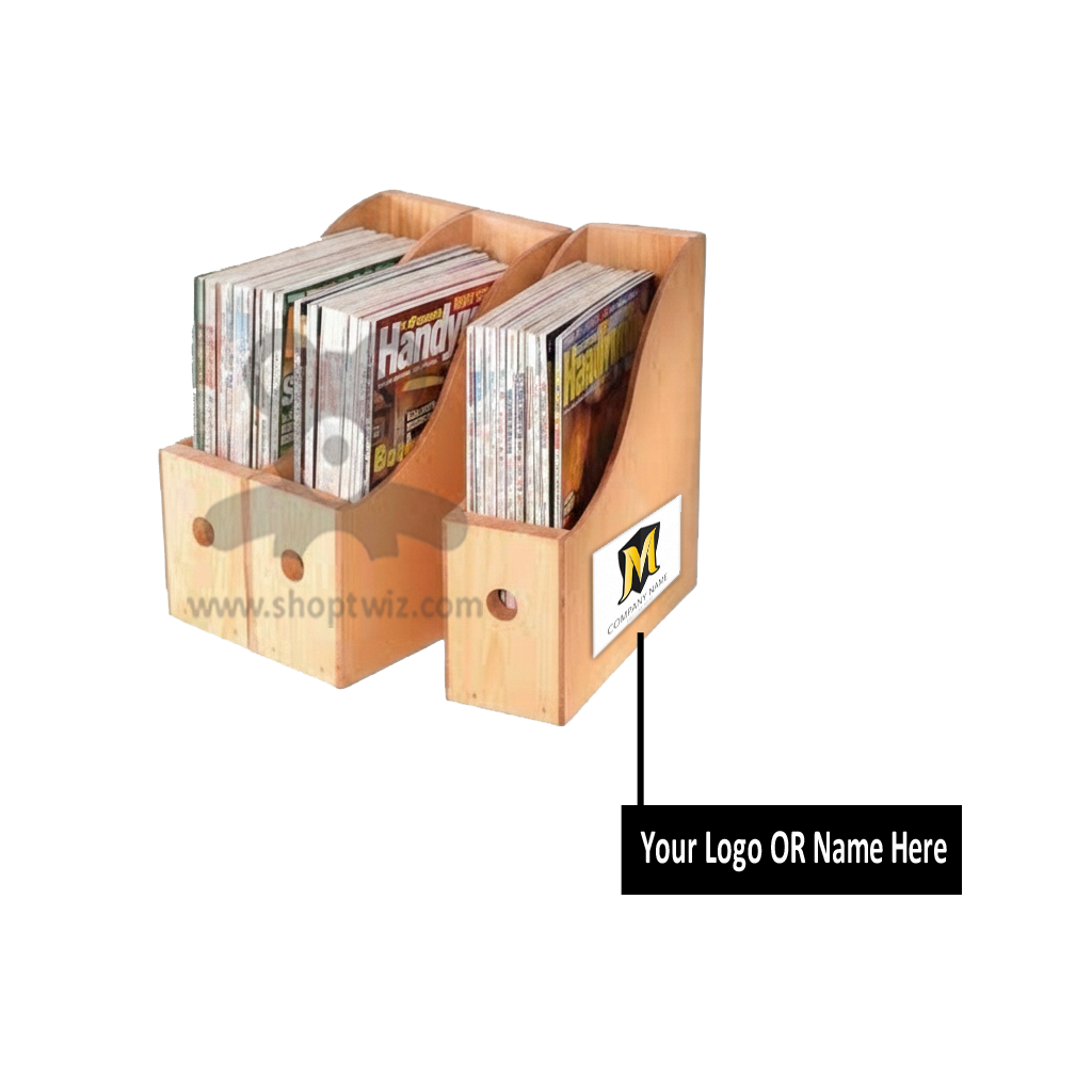 ShopTwiz Customized Wooden Magazine Holder – Personalize with Logo or Name | Elegant Corporate Gift