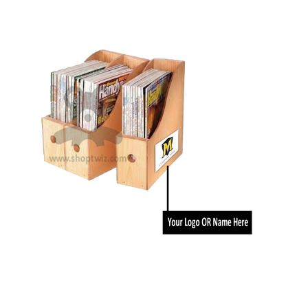 ShopTwiz Customized Wooden Magazine Holder – Personalize with Logo or Name | Elegant Corporate Gift