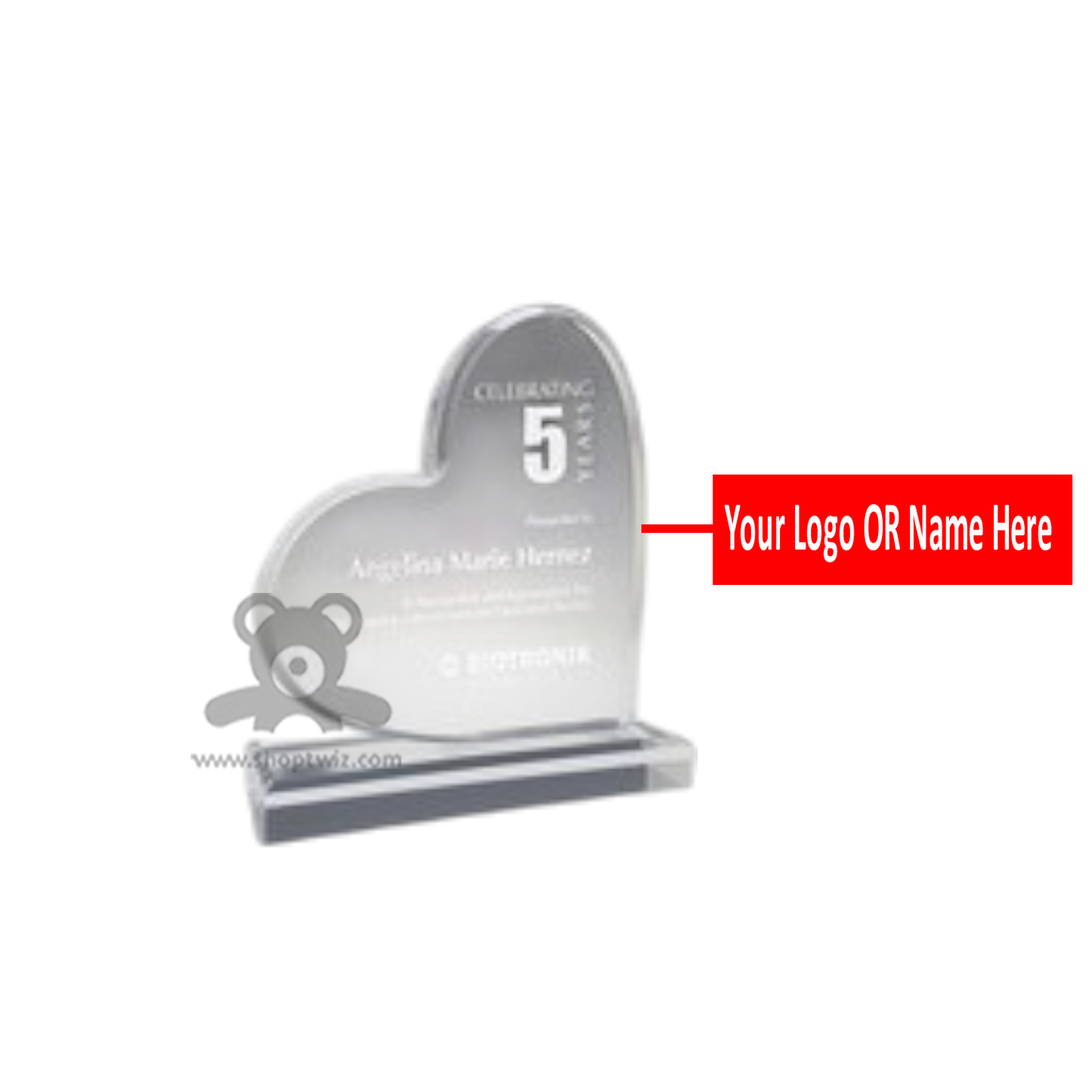 ShopTwiz Customized Acrylic Love Heart Award – Personalized Logo & Name Corporate Gift