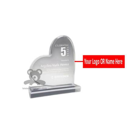 ShopTwiz Customized Acrylic Love Heart Award – Personalized Logo & Name Corporate Gift