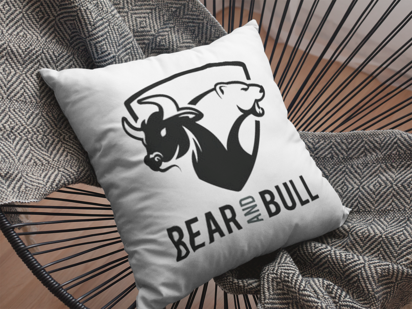 Bull And  Bear Printed Cushion
