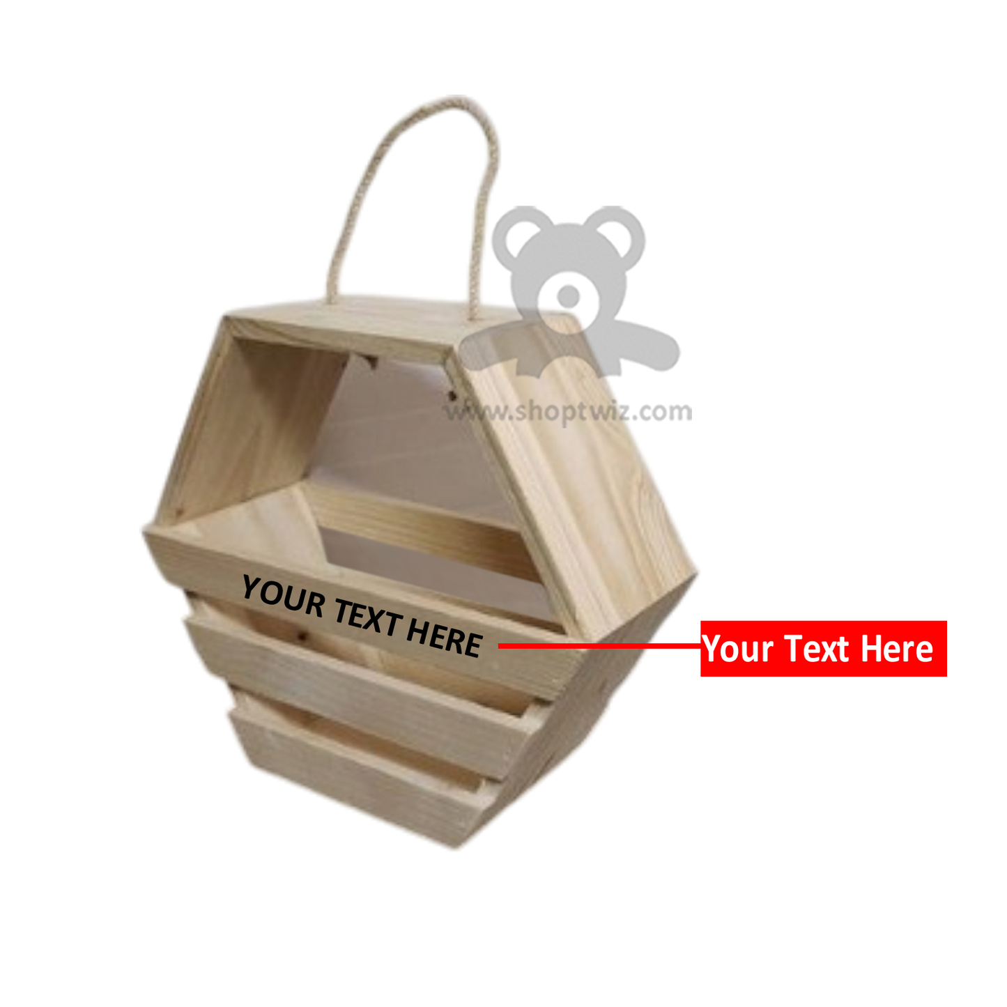 ShopTwiz Customized Wooden Hexagonal Basket – Personalize with Logo or Name | Elegant Corporate Gift