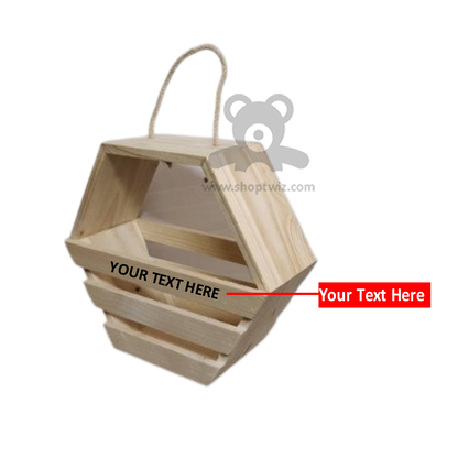 ShopTwiz Customized Wooden Hexagonal Basket – Personalize with Logo or Name | Elegant Corporate Gift