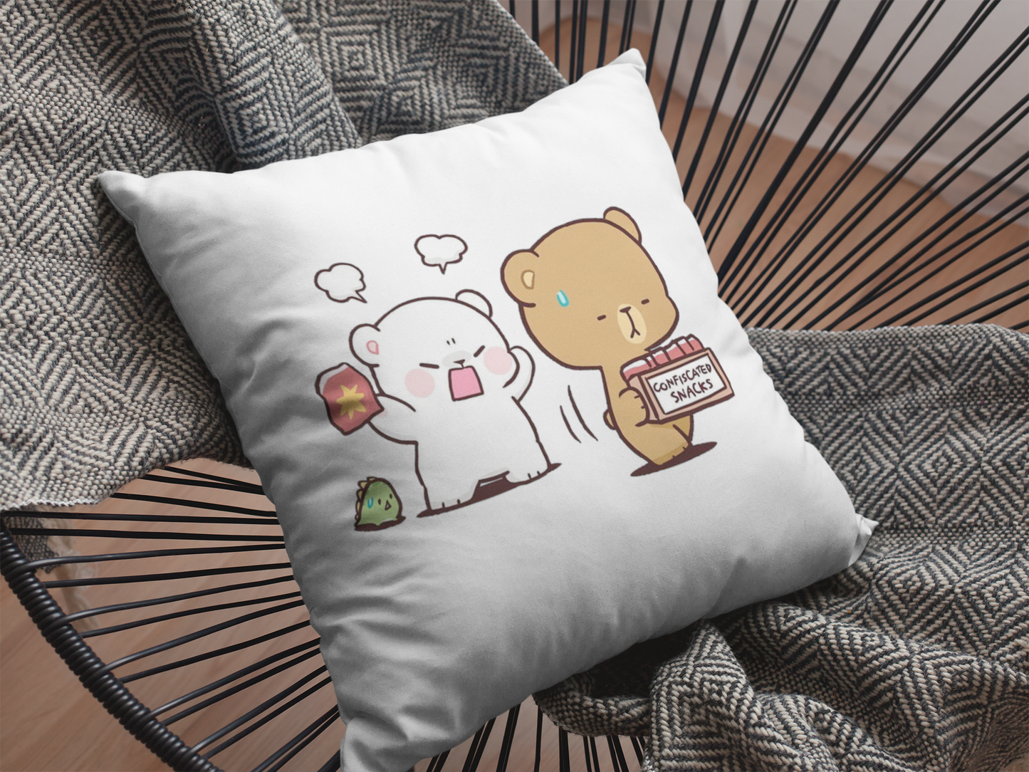 Mocha Bear Printed Cushion