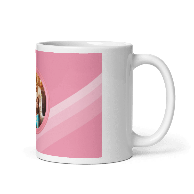 Customized Coffee Mug - Add Your Own Photo -Pink Background Pattern