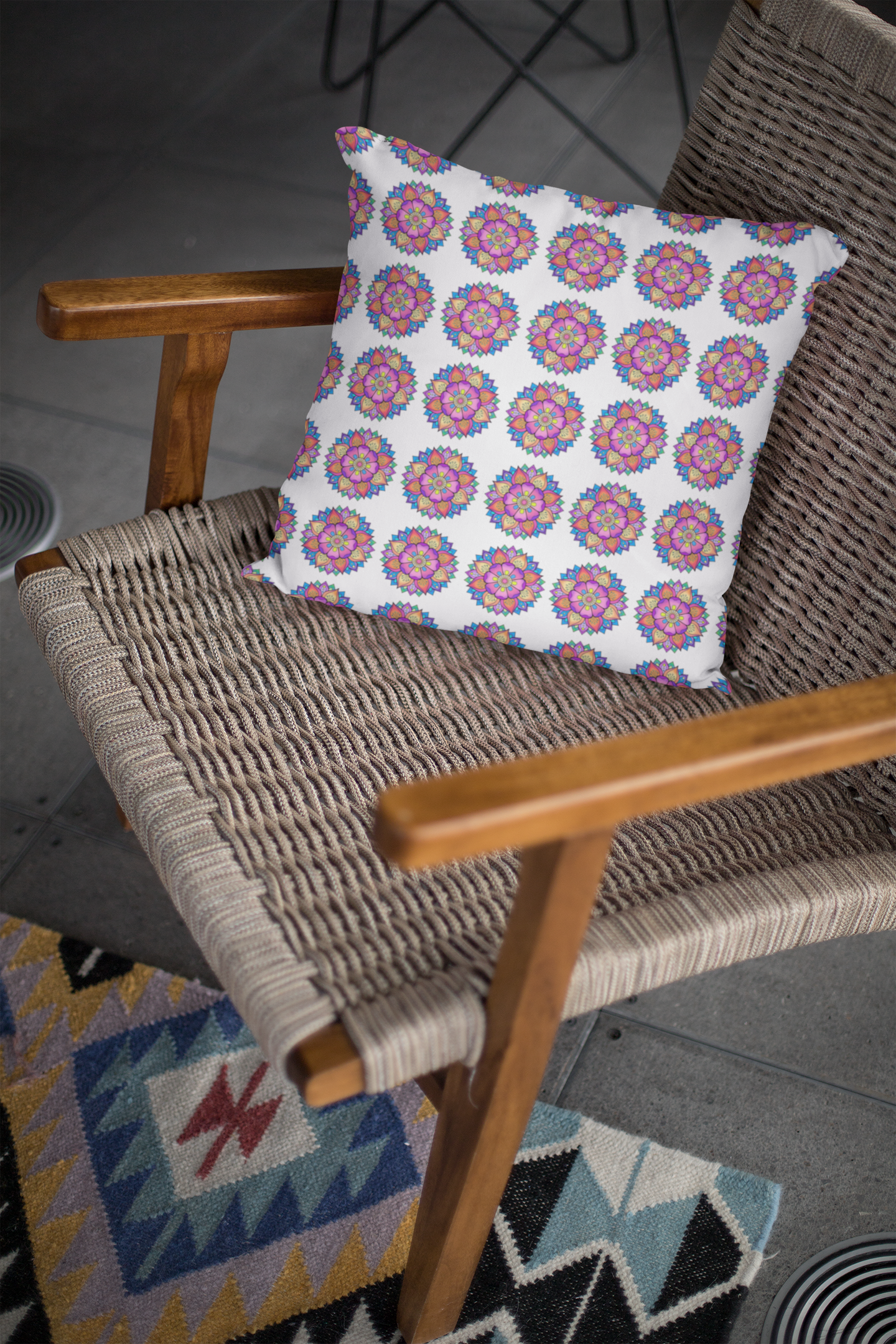Ethnic Cushion Easeful Cove Cushion Cover (12 x 12 cm) (Filler Included)