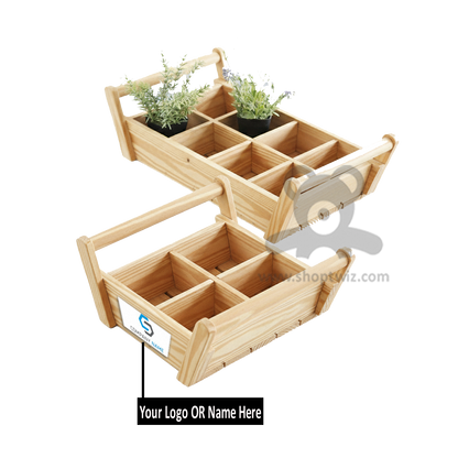 ShopTwiz Customized Wooden Flower Pot – Personalize with Logo or Name | Elegant Corporate Gift
