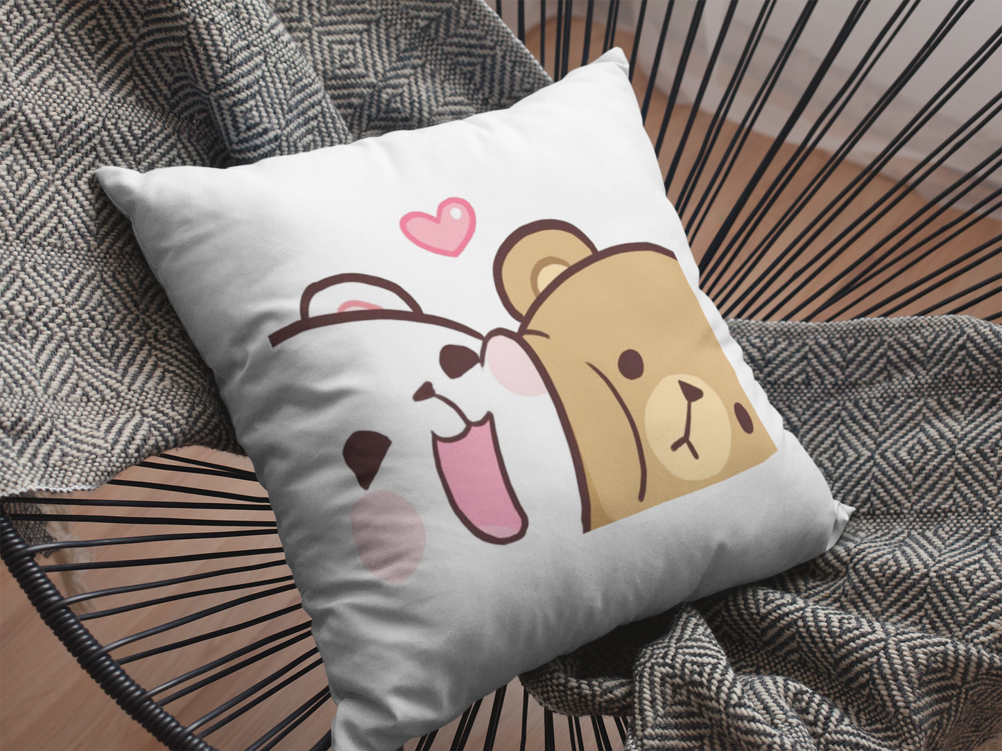 Mocha Bear Printed Cushion