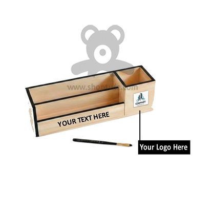 ShopTwiz Customized Wooden Desk Organizer – Personalize with Logo or Name | Elegant Corporate Gift