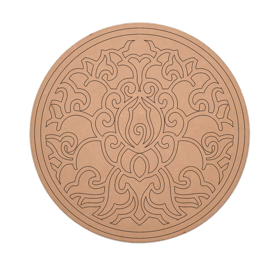 MDF Pre Marked  Art Cutout Art Design Round Floral Art