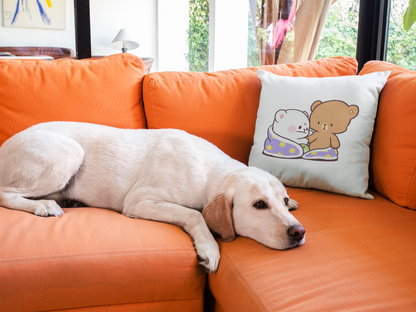 Mocha Bear Printed Cushion