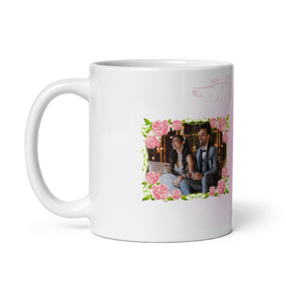 Customized Coffee Mug - Add Your Own Photo -Heart Background