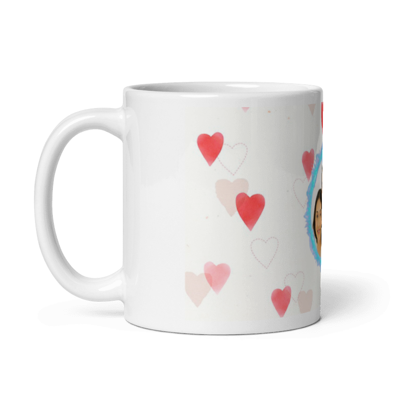 Customized Coffee Mug - Add Your Own Photo - Heart Background