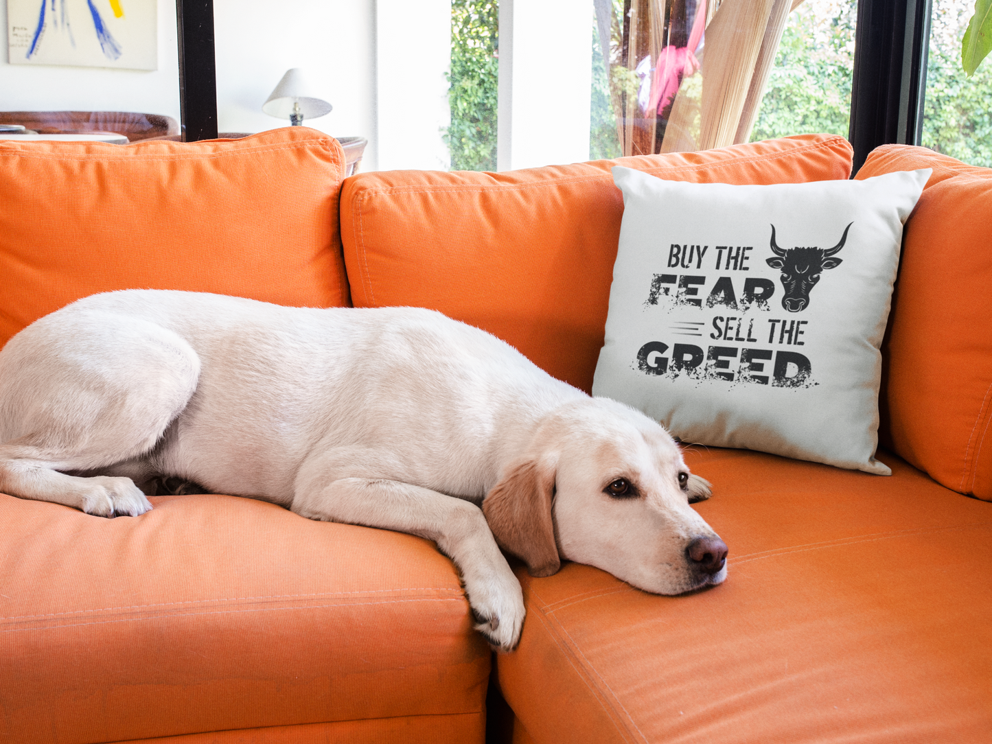 Buy The Fear Sell The Greed Printed Cushion