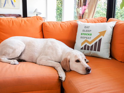 Eat Sleep Stocks Repeat  Printed Cushion