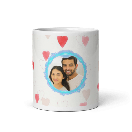 Customized Coffee Mug - Add Your Own Photo - Heart Background