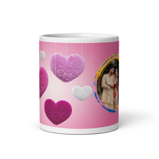 Customized Coffee Mug - Add Your Own Photo - Soft Heart Pattern