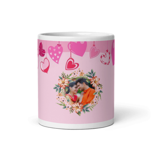 Customized Coffee Mug - Add Your Own Photo - Heart Background