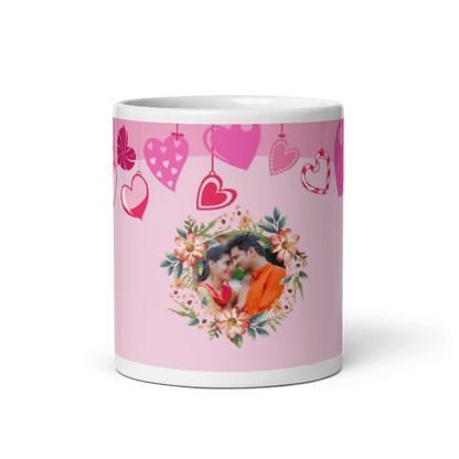 Customized Coffee Mug - Add Your Own Photo - Heart Background