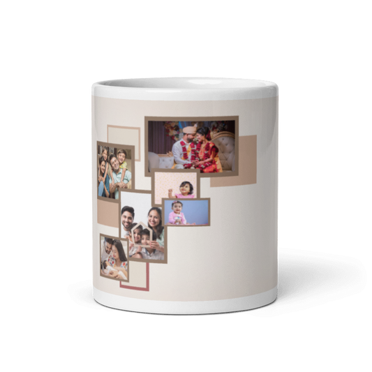 Customized Coffee Mug - Add Your Own Photo -6 Photo Frame Pattern