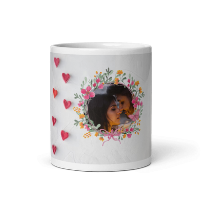 Customized Coffee Mug - Add Your Own Photo - Heart Pattern