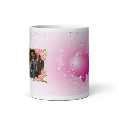 Customized Coffee Mug - Add Your Own Photo -Heart Background