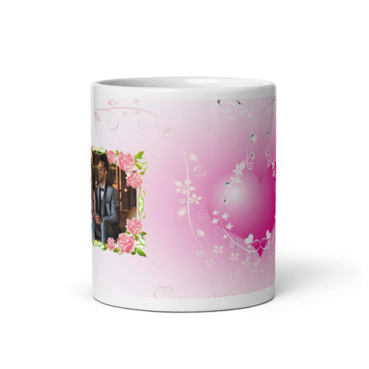 Customized Coffee Mug - Add Your Own Photo -Heart Background