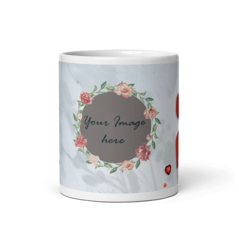 Customized Coffee Mug - Add Your Own Photo - Flower Pattern