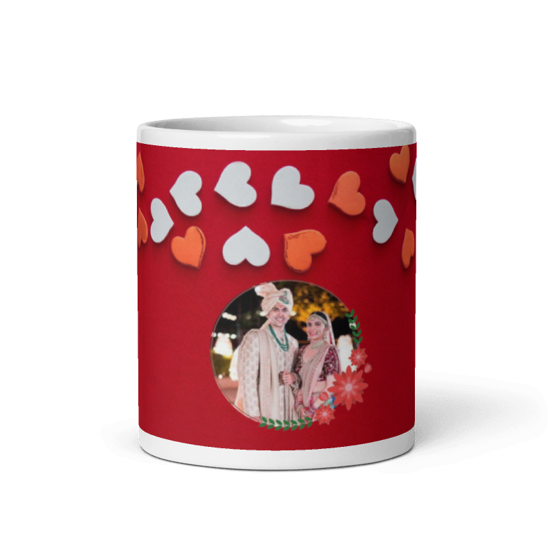 Customized Coffee Mug - Add Your Own Photo -Red Background