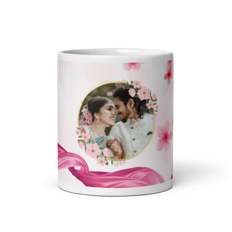 Customized Coffee Mug - Add Your Own Photo -Love Pattern Background