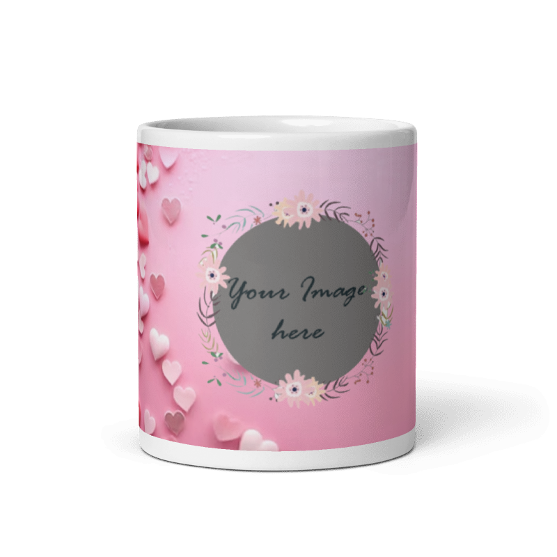 Customized Coffee Mug - Add Your Own Photo - Floral Pattern