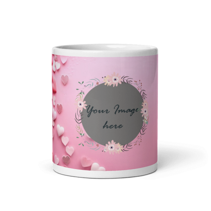 Customized Coffee Mug - Add Your Own Photo - Floral Pattern