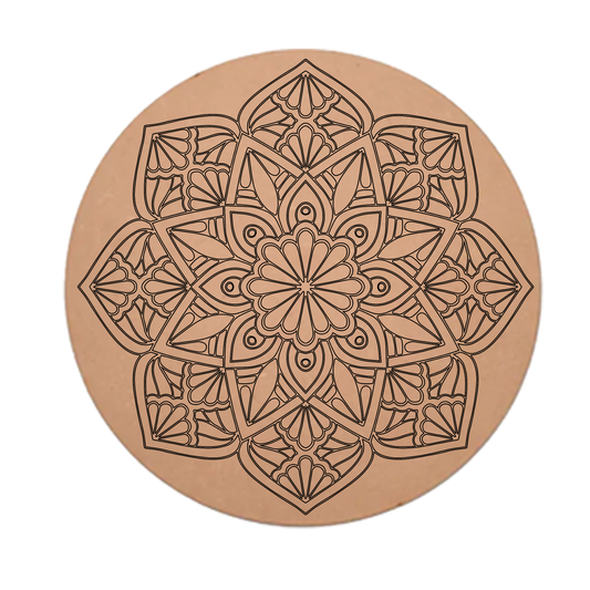 MDF Pre Marked Mandala Art Beautiful Cutout Round