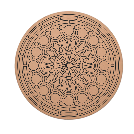 MDF Pre Marked Mandala Design Art Beautiful Cutout Round