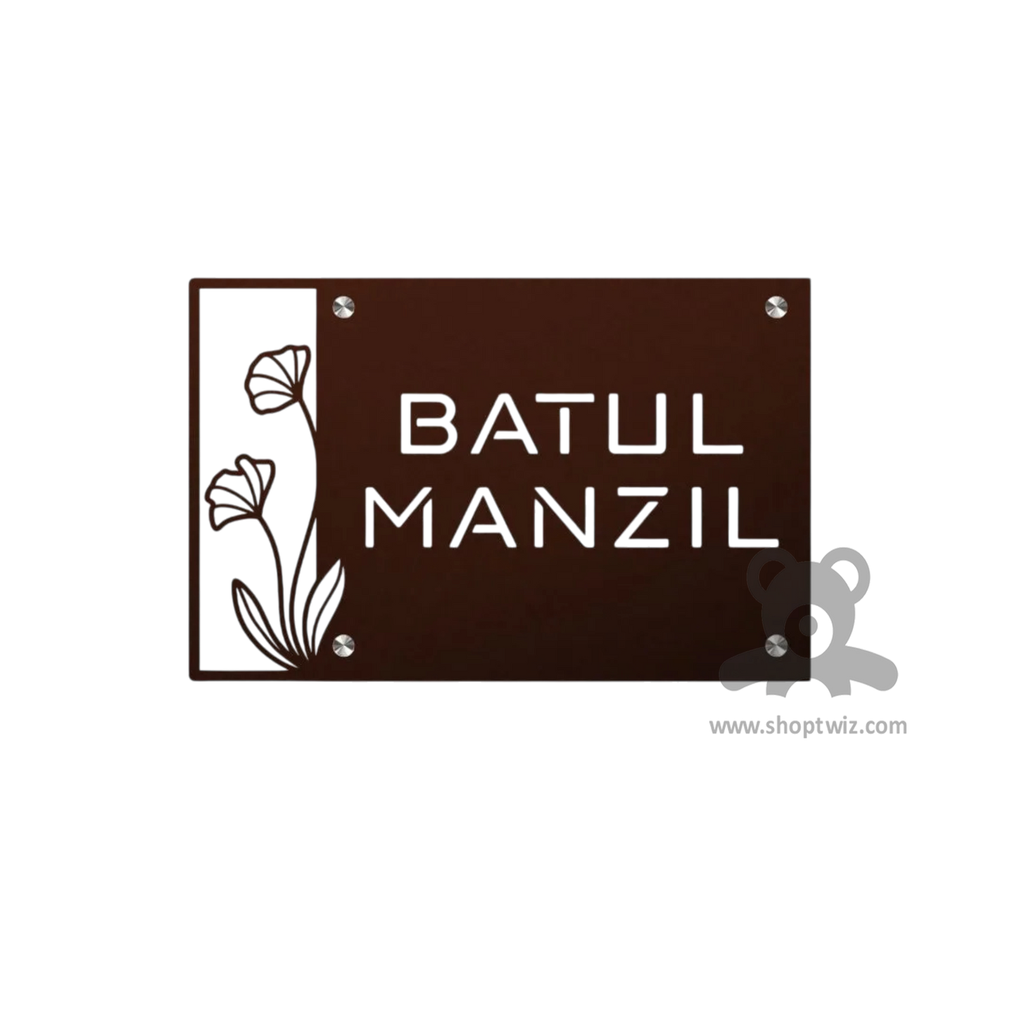 ShopTwiz Rectangle Wood Design Name Plate for House and Office