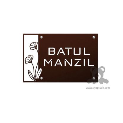 ShopTwiz Rectangle Wood Design Name Plate for House and Office