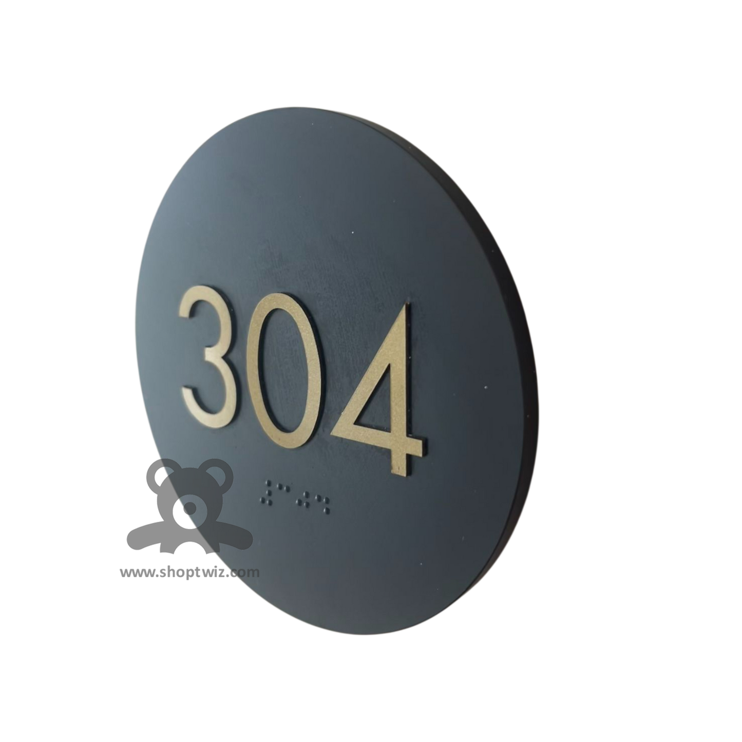 ShopTwiz Circle Black Golden Letter Name Plate for House and Office