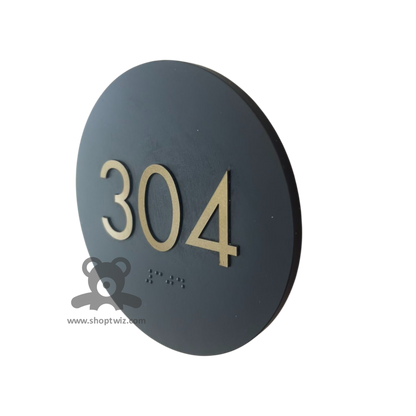 ShopTwiz Circle Black Golden Letter Name Plate for House and Office