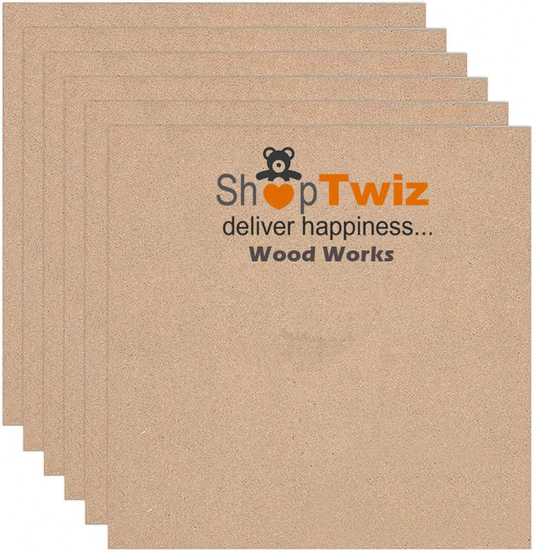 ShopTwiz Wood MDF Sheets for Craft Work, DIY MDF Cutouts 6 Piece  MDF Boards for Art and Craft