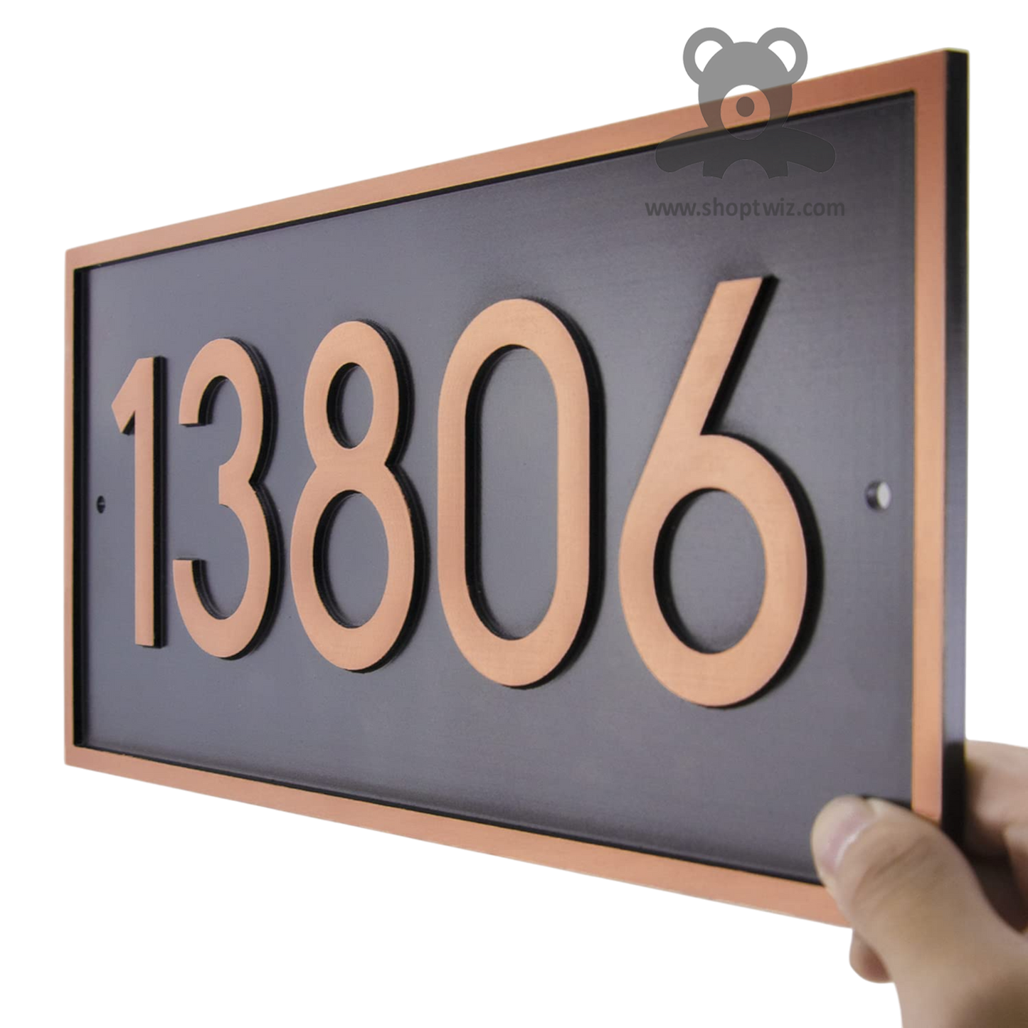 ShopTwiz Rectangle Black Golden Border And Letter Name Plate for House and Office