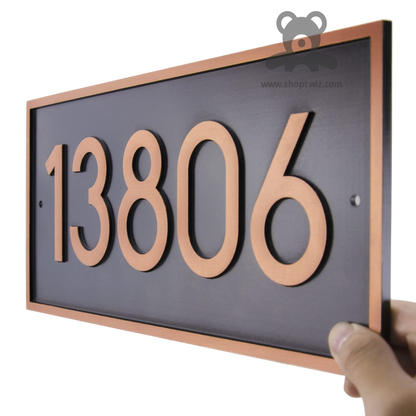 ShopTwiz Rectangle Black Golden Border And Letter Name Plate for House and Office