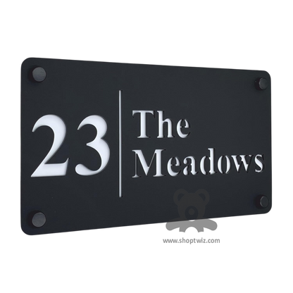 ShopTwiz Rectangle Black White Letter Name Plate for House and Office