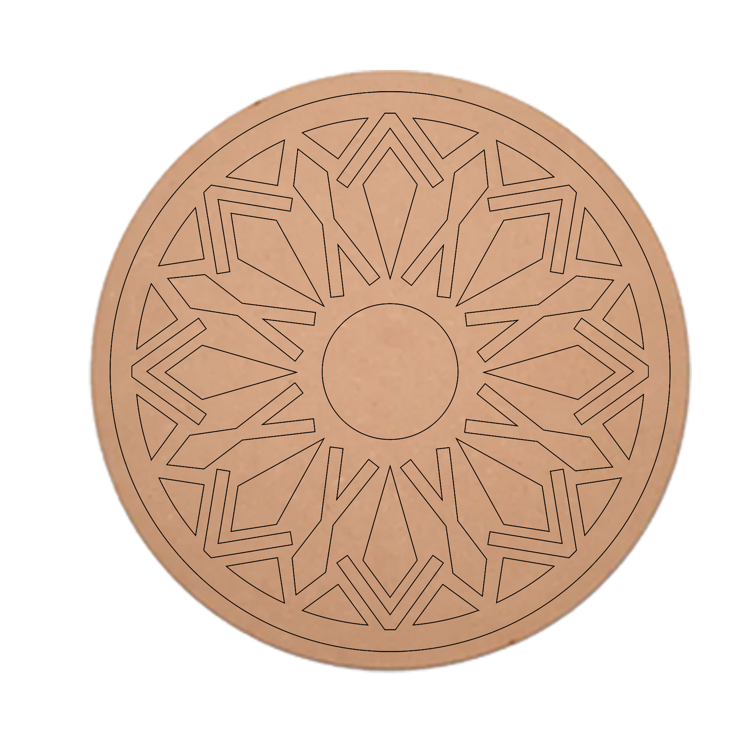 MDF Pre Marked Art Cutout Design Craft Round