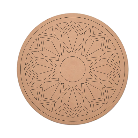 MDF Pre Marked Art Cutout Design Craft Round