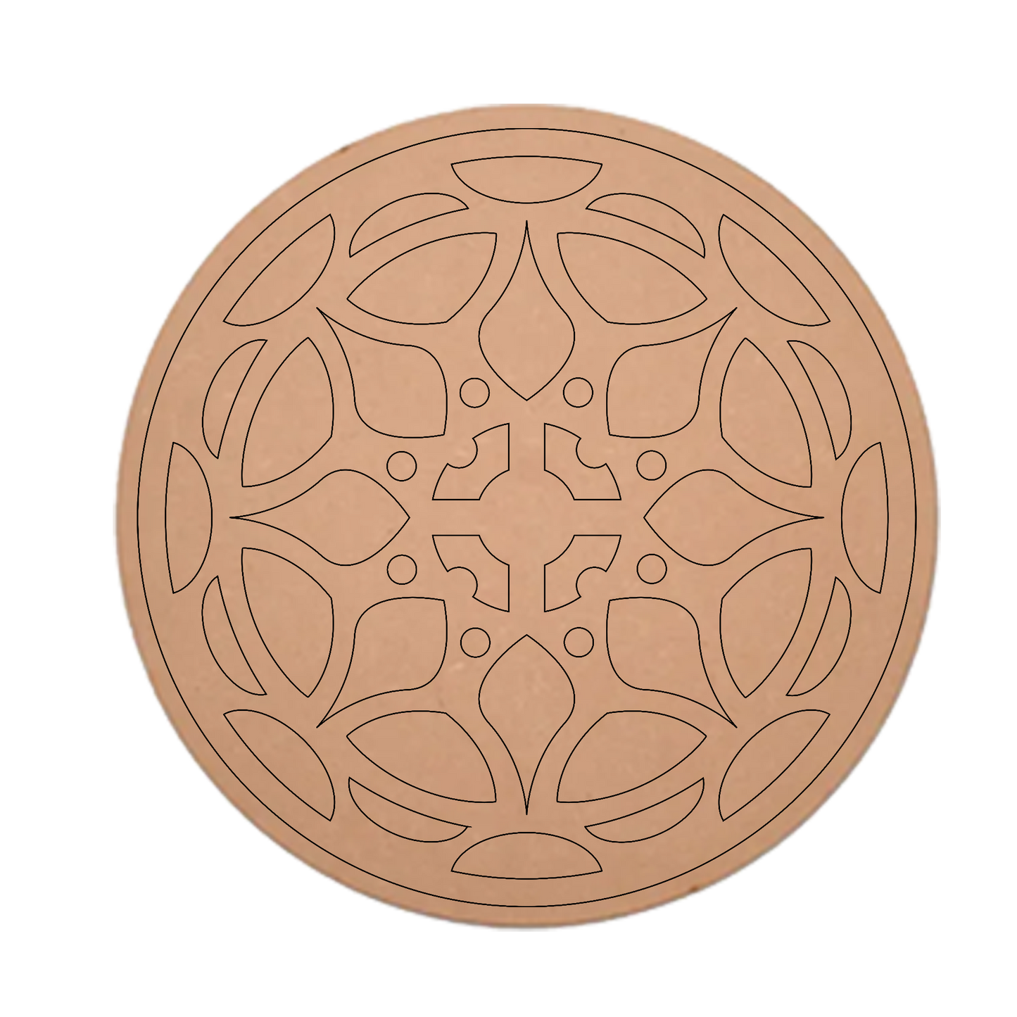 MDF Pre Marked Art Cutout Design Craft Round